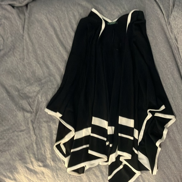 Lauren by Ralph Lauren Cape-Rouna-Shawl - Black/Off-white, Like-New Condition - Picture 3 of 4